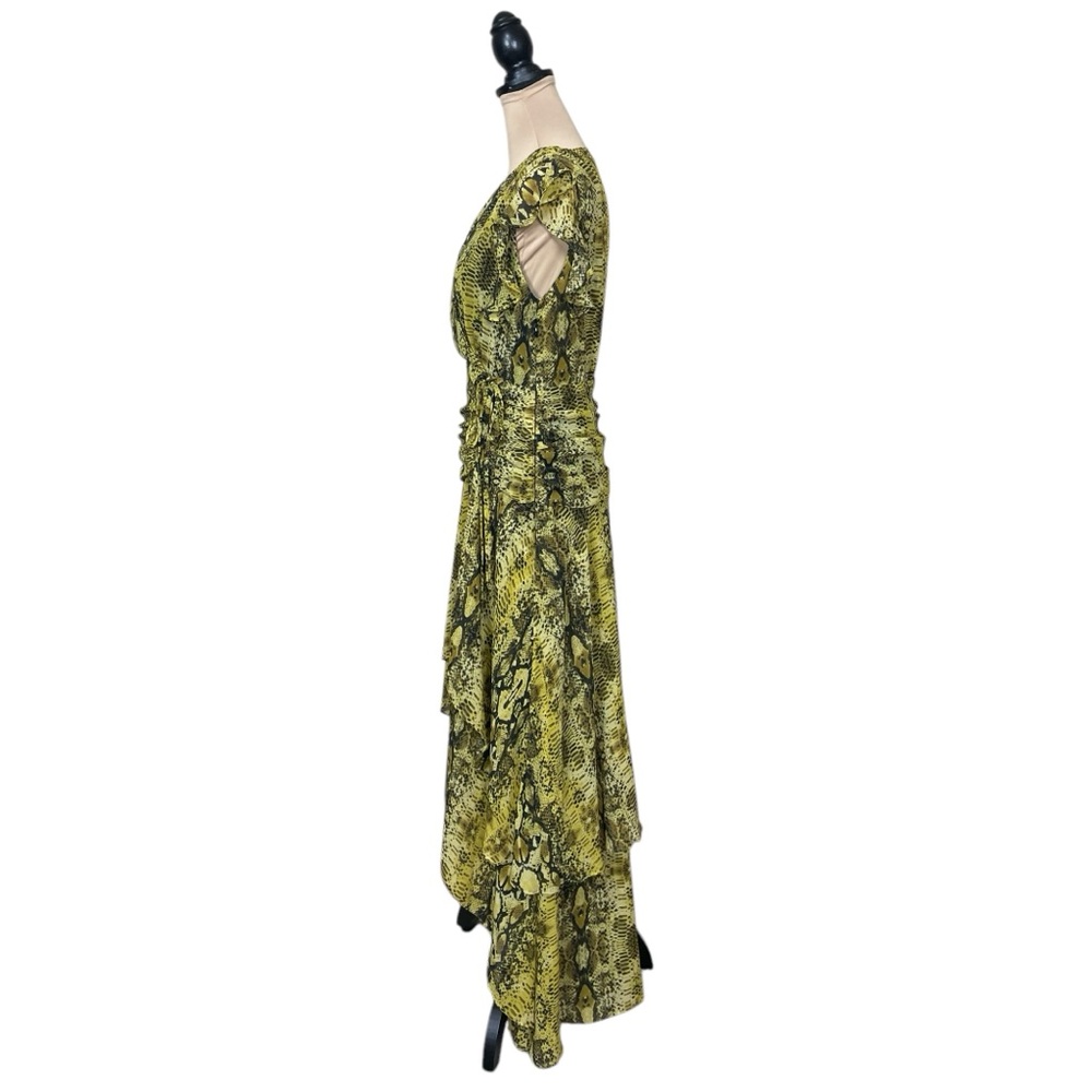 Bar III Ruched Python Print High-Low Faux Wrap Maxi Dress - Picture 6 of 13